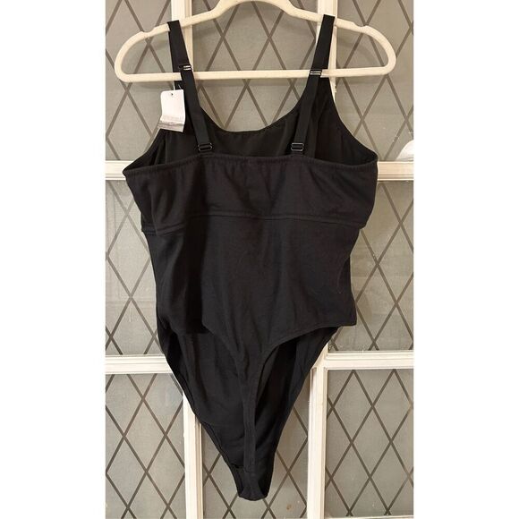 Lane Bryant CACIQUE Rib Keyhole High Leg Thong Bodysuit BLACK Plus Size 26/28 - Picture 5 of 9